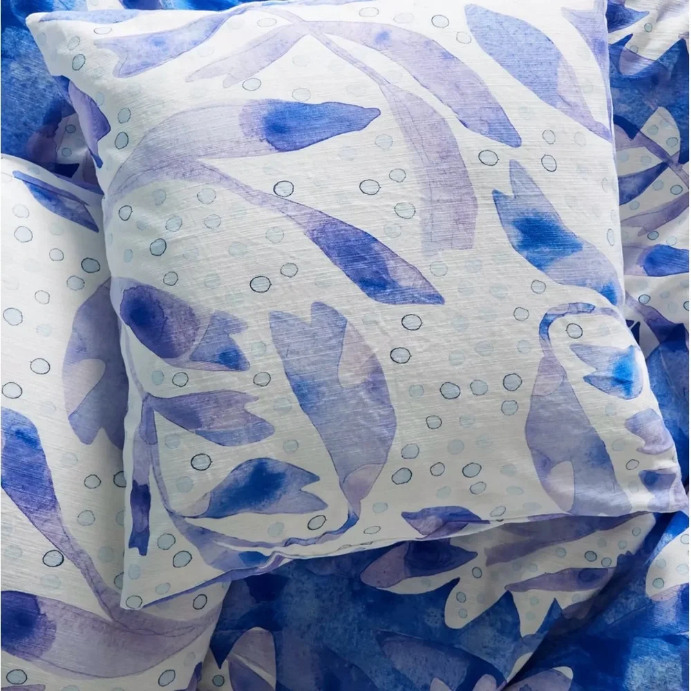 Kate Roebuck for Anthropologie painted indigo euro sham NWT
